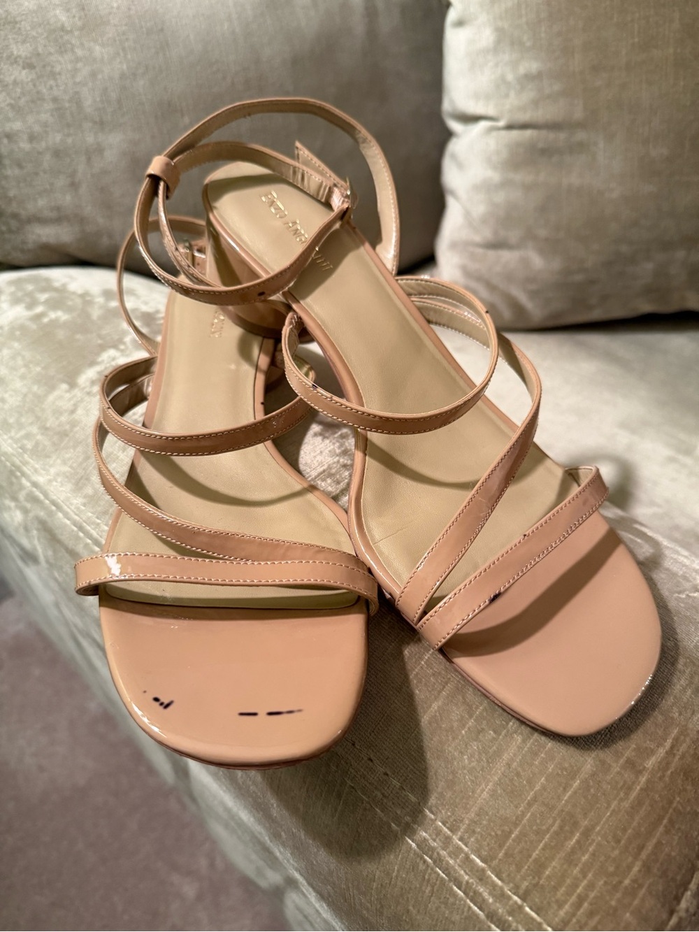 Enzo Angiolini Nude Patent Strappy Sandals Size 12M